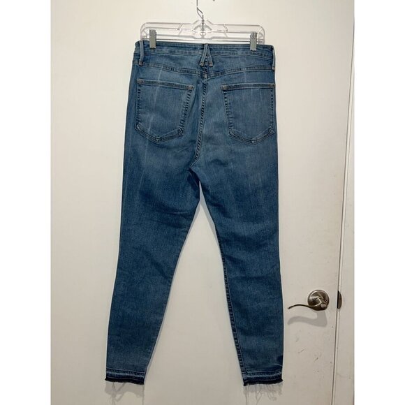 Good American Good Waist High-Rise Skinny Jeans Size 12/31 Distressed Hem Womens - Picture 4 of 12
